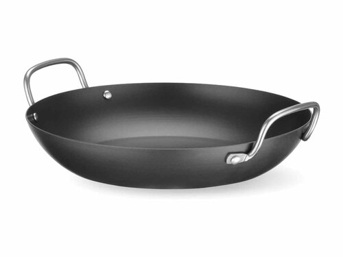 Hendi Servierpfanne, Karbonstahl, ergonomische Edelstahlgriffe, � 240 mm, BTH 240 x 204 x 70 mm