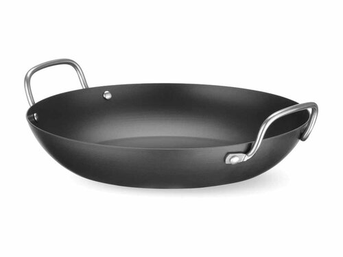 Hendi Servierpfanne, Karbonstahl, ergonomische Edelstahlgriffe, � 280 mm, BTH 280 x 243 x 78 mm