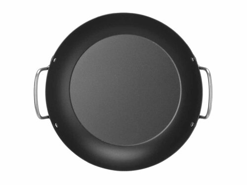 Hendi Servierpfanne, Karbonstahl, ergonomische Edelstahlgriffe, � 280 mm, BTH 280 x 243 x 78 mm