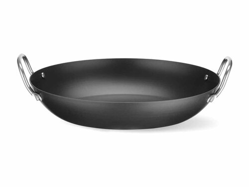 Hendi Servierpfanne, Karbonstahl, ergonomische Edelstahlgriffe, � 297 mm, BTH 297 x 264 x 78 mm