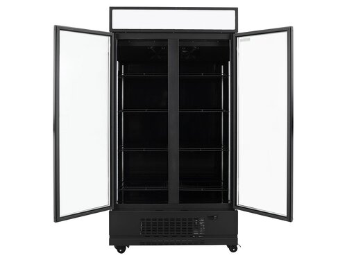 vaiotec TOPLINE 900 Getr�nkek�hlschrank, Schwarz, 2 Fl�gelt�ren, 870 Liter, Umluftk�hlung, Leuchtaufsatz, BTH 1090 x 742 x 2180 mm