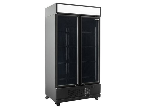 vaiotec TOPLINE 900 Getr�nkek�hlschrank, Schwarz, 2 Fl�gelt�ren, 870 Liter, Umluftk�hlung, Leuchtaufsatz, BTH 1090 x 742 x 2180 mm