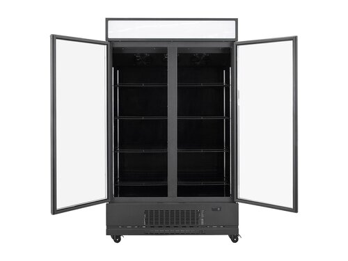 vaiotec TOPLINE 1200 Getr�nkek�hlschrank, Schwarz, 2 Fl�gelt�ren, 1040 Liter, Umluftk�hlung, Leuchtaufsatz, BTH 1280 x 742 x 2180 mm