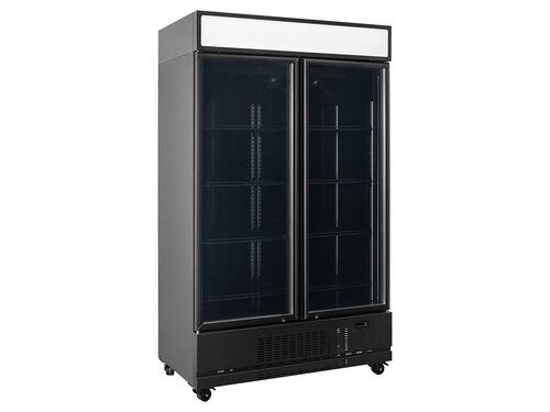 vaiotec TOPLINE 1200 Getr�nkek�hlschrank, Schwarz, 2 Fl�gelt�ren, 1040 Liter, Umluftk�hlung, Leuchtaufsatz, BTH 1280 x 742 x 2180 mm