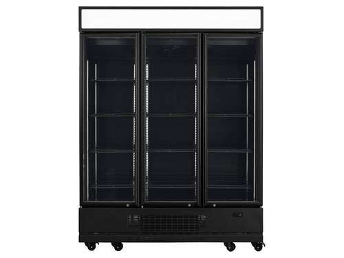 vaiotec TOPLINE 1500 Getr�nkek�hlschrank, Schwarz, 3 Fl�gelt�ren, 1360 Liter, Umluftk�hlung, Leuchtaufsatz, BTH 1640 x 742 x 2180 mm