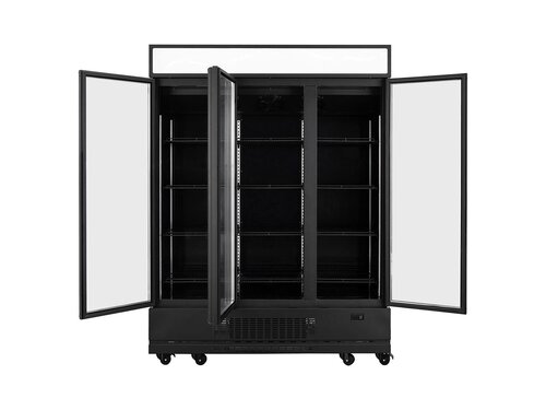 vaiotec TOPLINE 1500 Getr�nkek�hlschrank, Schwarz, 3 Fl�gelt�ren, 1360 Liter, Umluftk�hlung, Leuchtaufsatz, BTH 1640 x 742 x 2180 mm