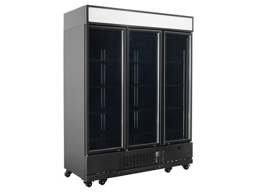 vaiotec TOPLINE 1500 Getr�nkek�hlschrank, Schwarz, 3 Fl�gelt�ren, 1360 Liter, Umluftk�hlung, Leuchtaufsatz, BTH 1640 x 742 x 2180 mm