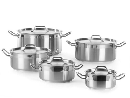 Hendi Kochtopf niedrig mit Deckel, aus Edelstahl, verschiedene Gr��en, � 16 bis 32 cm