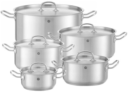 Hendi Bratentopf niedrig, mit Deckel, aus Edelstahl,...