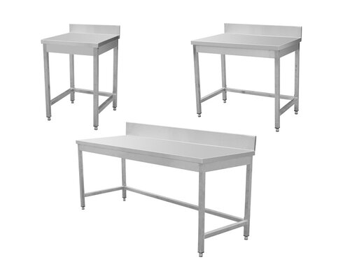 Arbeitstisch Edelstahl, Aufkantung, ohne Grundboden, BTH 1800 x 600 x 850 mm