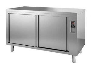 Durchreiche-W�rmeschrank Edelstahl mit Schiebet�ren, Bautiefe 60 cm, ohne Aufkantung, BTH 200 x 60 x 85 cm